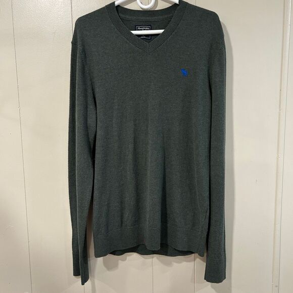 Abercrombie & Fitch Men’s Medium Gray V-Neck Sweater - Picture 1 of 5